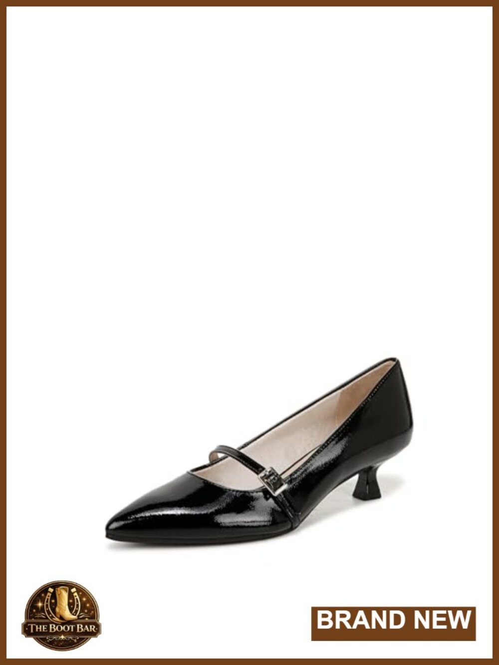 Mary Jane Pump Kitten Heel Faux Leather Pointed Toe Office Shoe
